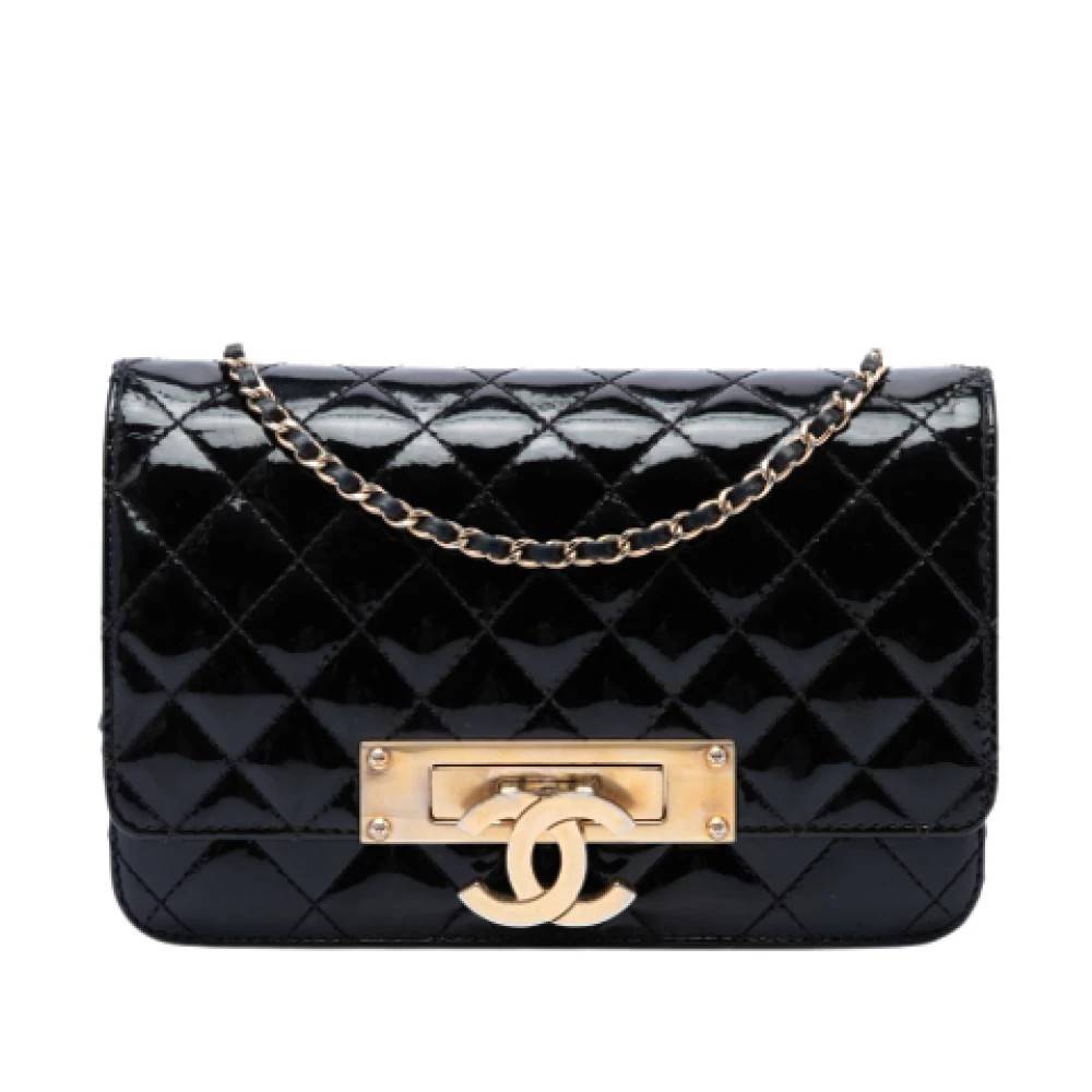 Chanel Vintage Pre-owned Vintage Patent Flap Crossbody Bag - Vintage - Dame - Sort - ONE SIZE - Uld