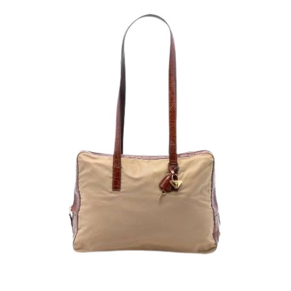 Prada Vintage Pre-owned Nylon Skuldertaske - Vintage - Dame - Beige - ONE SIZE - Uld