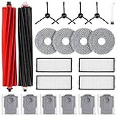 21 stycken tillbehör till Roborock Qrevo Master/Qrevo Slim robotdammsugare, 2 gummihuvudborste 6 dammpåsar 4 HEPA-filter 4 torkdukar 4 sidoborstar 1 rengöringsborste