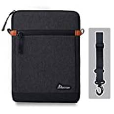 SIMTOP 12,9 tums surfplatteväska, ny iPad Pro (5/4/3 Gen), vattentät axelväska i polyester med flera fickor, axelrem, bärfodral för surfplatta, svart