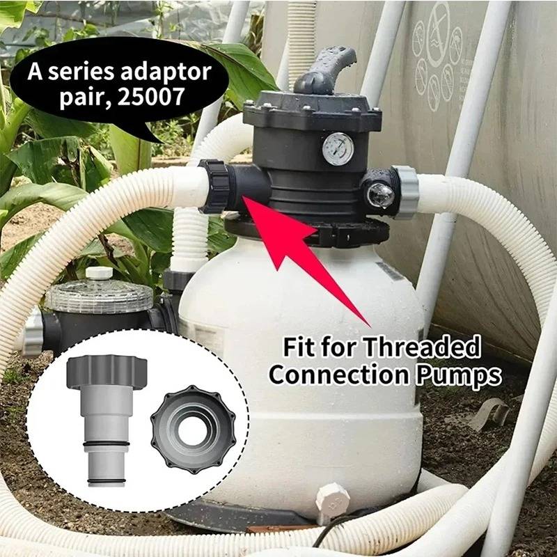 Intex Pool Hose Adapter & Connector 1-4Pcs Threaded for Above Ground Pool Pump Filter System Universal Replacement