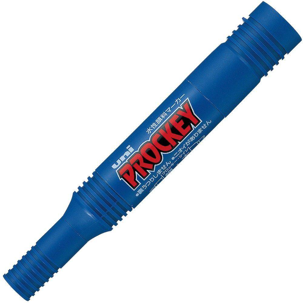 Mitsubishi Pencil Sign Fine and Broad Pack of 10 Water-Based Pens, Pro-Quick Twin, Tips, Blue, PM150TR.33,