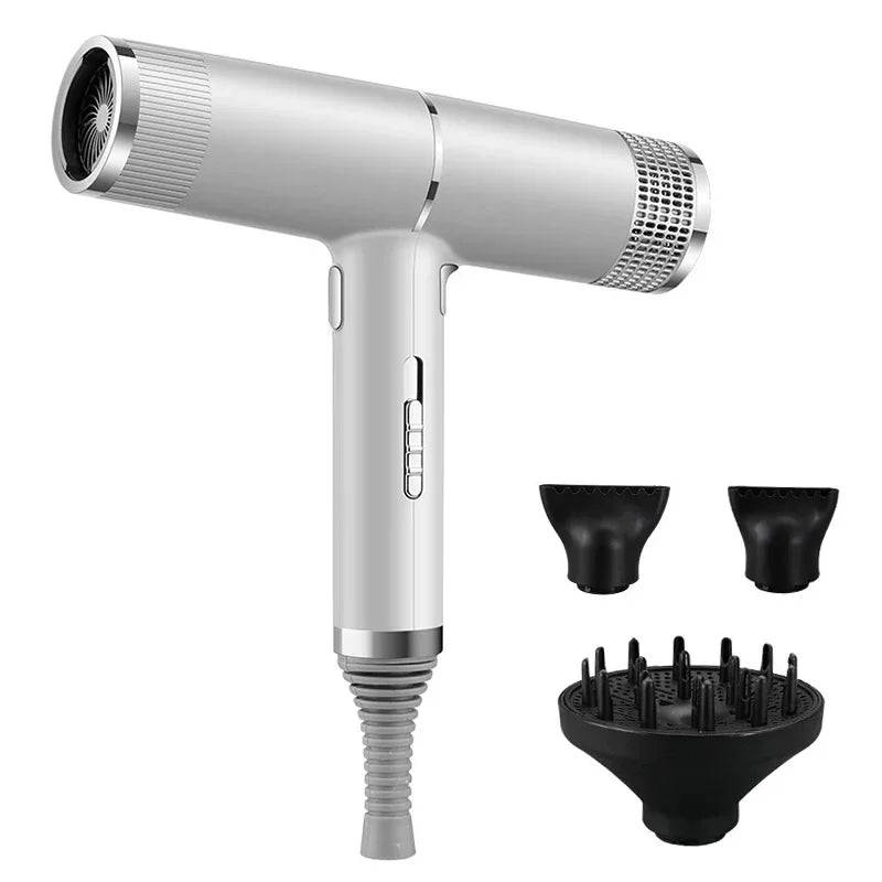 Professional Hair Dryer Infrared Negative Ionic Blow Dryer Hot Cold Wind S - Silver Version 02 / UK Plug