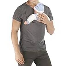 Pappa och mamma känguru bärarskjorta herr topp dam smal t-shirt mångsidig användning praktiska fickor t-shirt, grå pappa skjorta babybärare vårrea 2025, stor