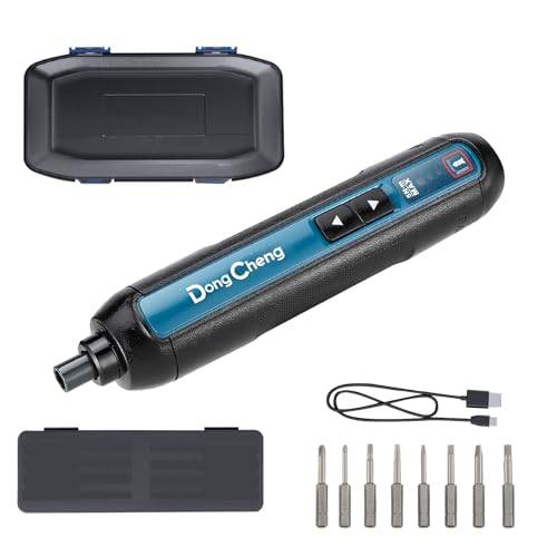 Dong Cheng Mini sladdlös skruvmejsel 4 V, 3 vridmoment upp till 5 Nm | Integrerat 2000 mAh litiumjonbatteri, dubbel LED, inklusive 8 magnetiska skruvmejselbits, perfekt för gör-det-själv och