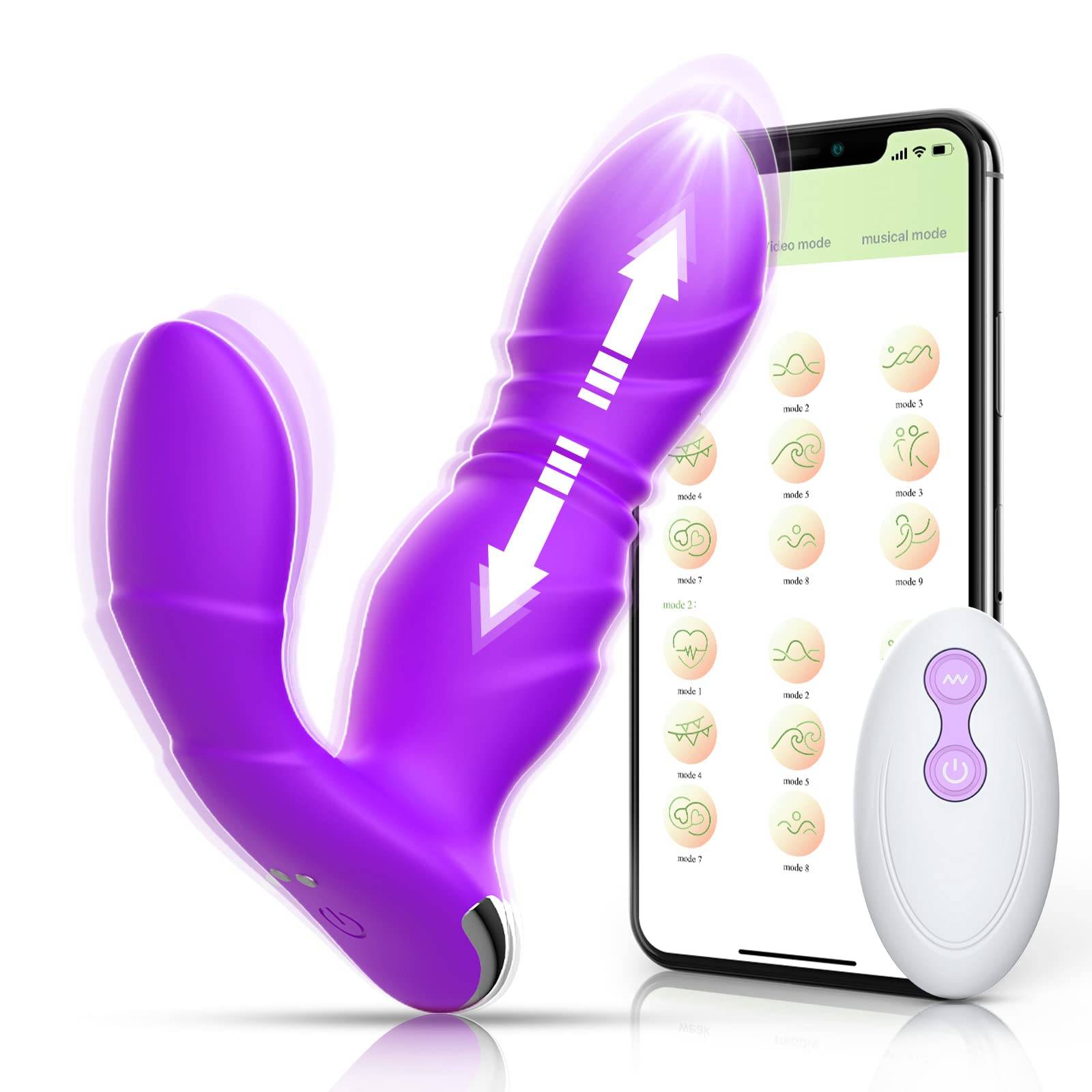 SuperLove Powerful Thrusting Wearable Dildo with Remote Purple.