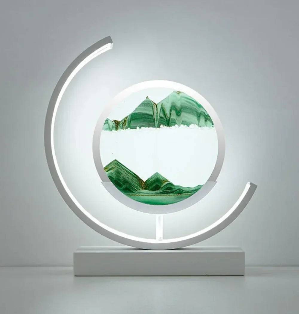Serenova - Elegant Sandlandskap Bordslampa - Vit/grön
