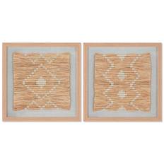 Maleri Home ESPRIT Hvid Natur Skandinavisk 40 x 3 x 40 cm (2 enheder)