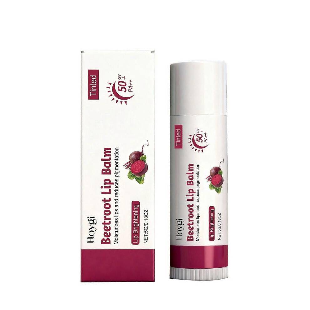 (2PCS) Beetroot Tinted Lip Balm with SPF 50, Lip Brightening, Long-Lasting Moisturizing for Dark, Chapped & Pigmented Lips, SLS & Paraben Free, 5g