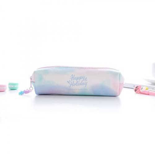 Unicorn roll up pennfodral för tjejer canvas school pennväska penna väska bärbar penna låda skolmaterial material escolar - A-stil-blå bokstav