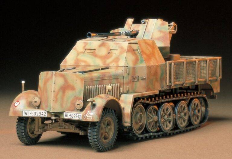 Tamiya, TA35144, German 8ton SEMI TRACK, 3,7cm FLAK 37. Sd.kfz.7/2, Armored CAB Type, Skala 1:35.