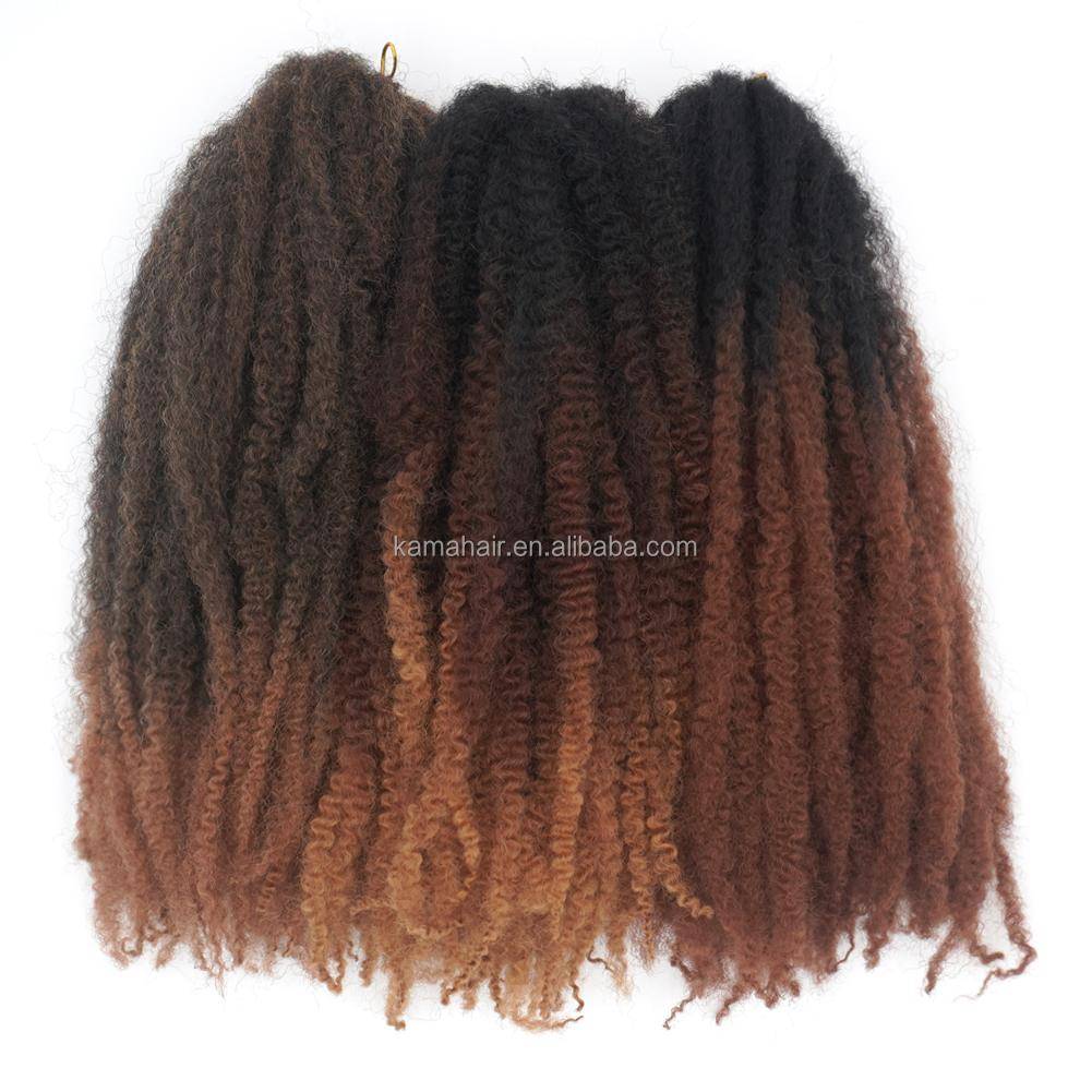 KAMA Kubansk Twist Hår Ombre Flätningshår Afro Kinky Lockigt Virkning Syntetisk Marley Twist Bulk Hårförlängning