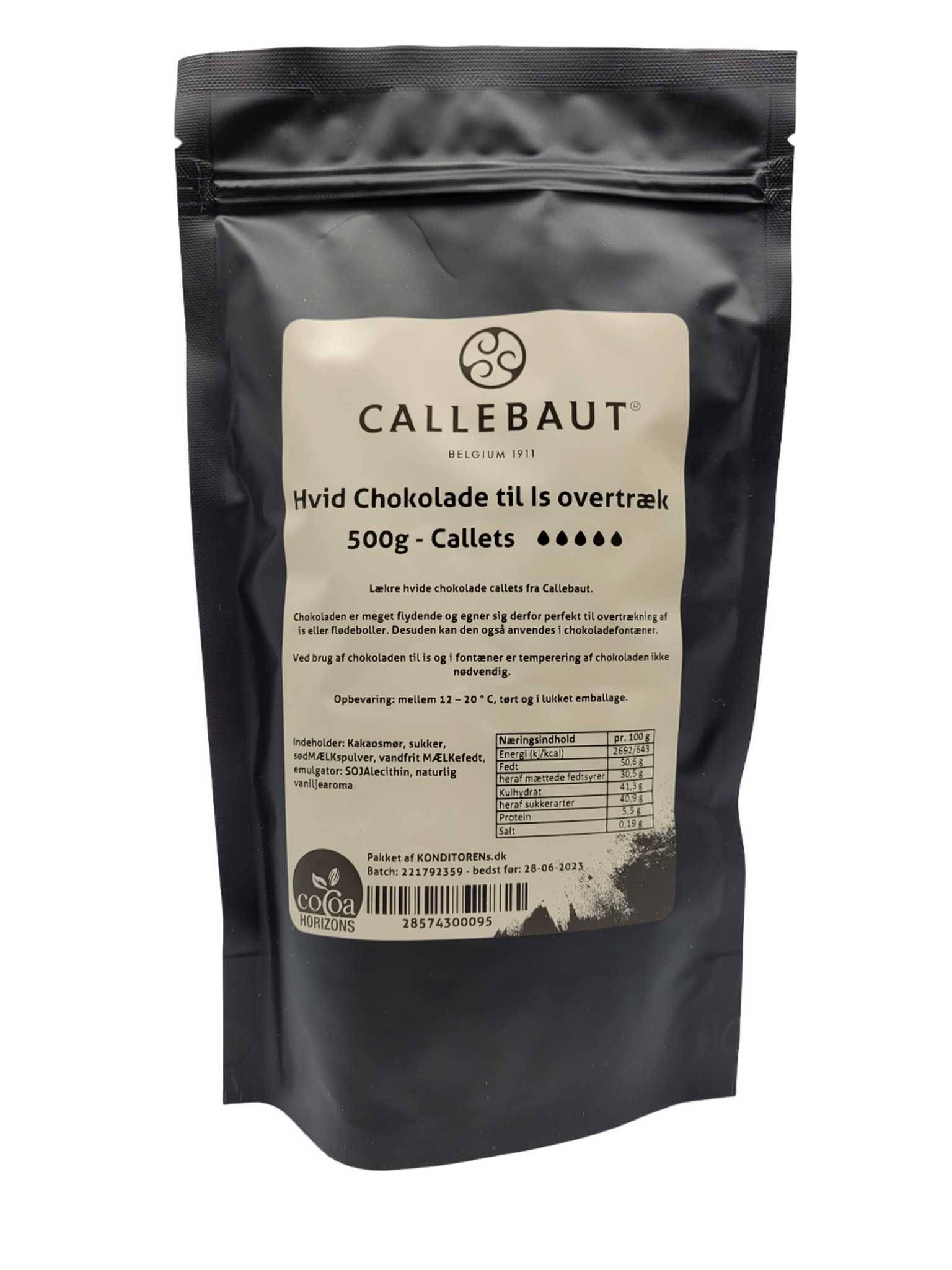 Vit choklad för glassöverdrag 500g, Callebaut