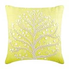 The HomeCentric Yellow Shams, Pearl Tree Cushion Shams, förpackning om 2, 60x60 cm (24"x24") Kudd Shams, Square Silk Shams, Contemporary Cushion Shams, Floral Kudd Shams - Yellow Tree