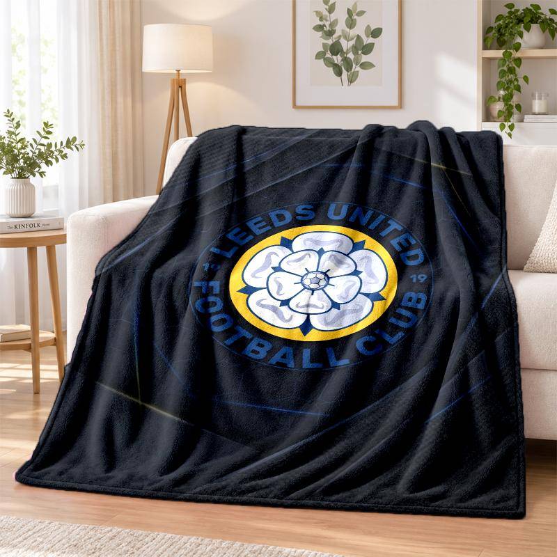 Leeds United Tryckt Flanellfilt Varm Komfort Sängfilt För Inomhus Heminredning