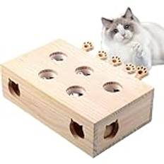 3-in-1 Cat Scratcher Toy, Miaofairy Cat Toy Wooden Box, Whack a Mole Cat Toy, Miaofairy Cat Toy, Miaofairy Whack-a-Mole, Cat Pop up Toy, Interactive Cat Toys for Cats,03