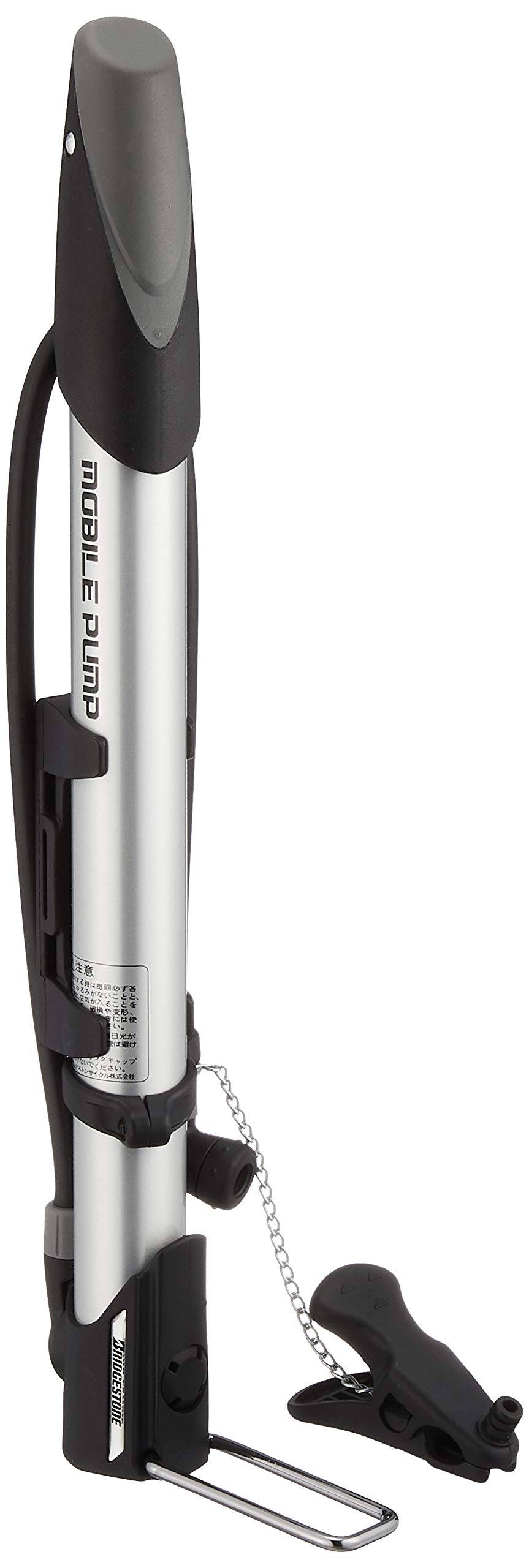 BRIDGESTONE Mobile Pump Bicycle Air Pump Silver with Adapter for Balls and Floaters Presta American English Style P3915 A400300 Style, Style, PM-GM06 silver