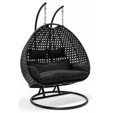 TWIN Hængestol i stål, polyrattan og polyester H195 cm - Sort/Sort