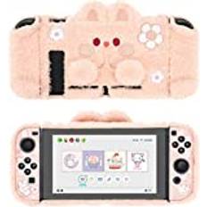GeekShare Cute Plush Protective Case Cover Compatible with Nintendo Switch and Joy Con- Shock-Absorption and Anti-Scratch - Plush Bunny