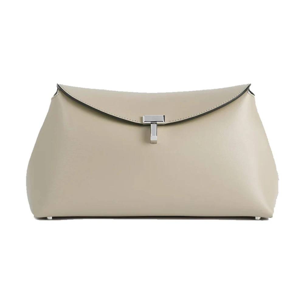 TotêMe T-Lock Leather Clutch - Tasker - Dame - Beige - ONE SIZE - Uld