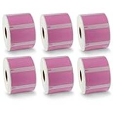 BETCKEY – 6 rullar rosa multifunktionsetiketter kompatibla med DYMO 11354(S0722540), 57 mm x 32 mm, 6 000 färgade etiketter för LabelWriter 450-serien och 4XL