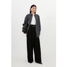 Petite Compact Stretch Tailored High Waist Wide Leg Trouser