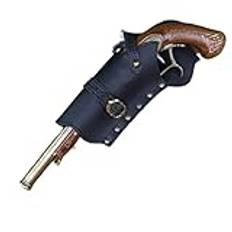 MDFCZXP Pirat Flintlås Hölster för Cosplay, Medeltida Steampunk Läder Pistol Hölster,Black right,15cm