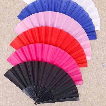 1/4 enfärgade platta vikbara plastfläktar, eleganta minimalistiska handfläktar för kvinnor, bröllops- och framträdandefläktar, bärbara handhållna dans (svart,Vit,rosa,grön,Lila,Rosenröd,röd,kungsblå,ljusblå,Svart 4st)