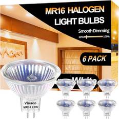 Vinaco GU5.3 Halogenbirne, 6PCS Hohe Helligkeit MR16 20W 12V Dimmbar, GU5.3 Birne Lange Lebensdauer mit 2800K Warmweiß, MR16 GU5.3 Sockel
