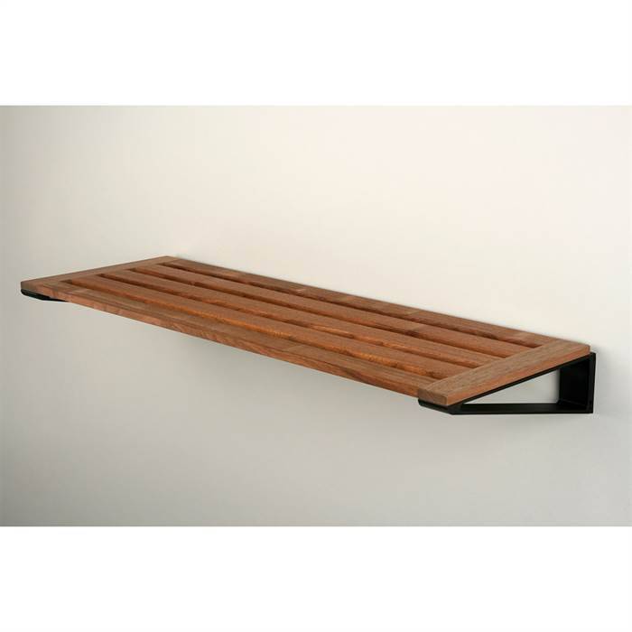 Knax hylde 4 skohylde - 40 cm - Olieret valnød - Sorte hyldebærere
