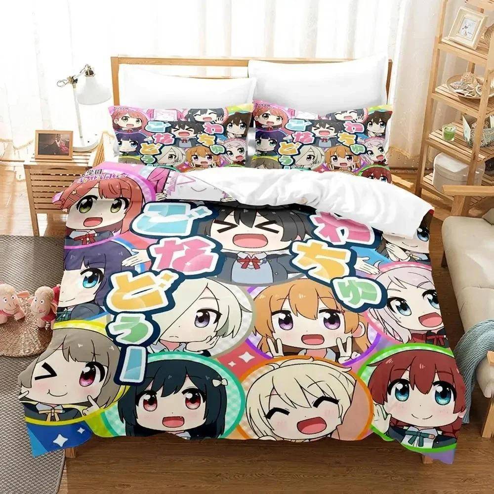 Anime Nijiyon Animation Sängklädesset Pojkar Flickor Twin Queen Size Påslakan Örngott Säng Barn Vuxen Mode Hemtextil 70x133cm 2pcs