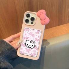3D Butterfly & Hello Kitty PU-läderkortplatser Telefonfodral med rem, stötsäkert skal kompatibelt med IPhone 16 Pro Max/11/12/13/14 Plus/15 Pro - Rosa (Multi-size)