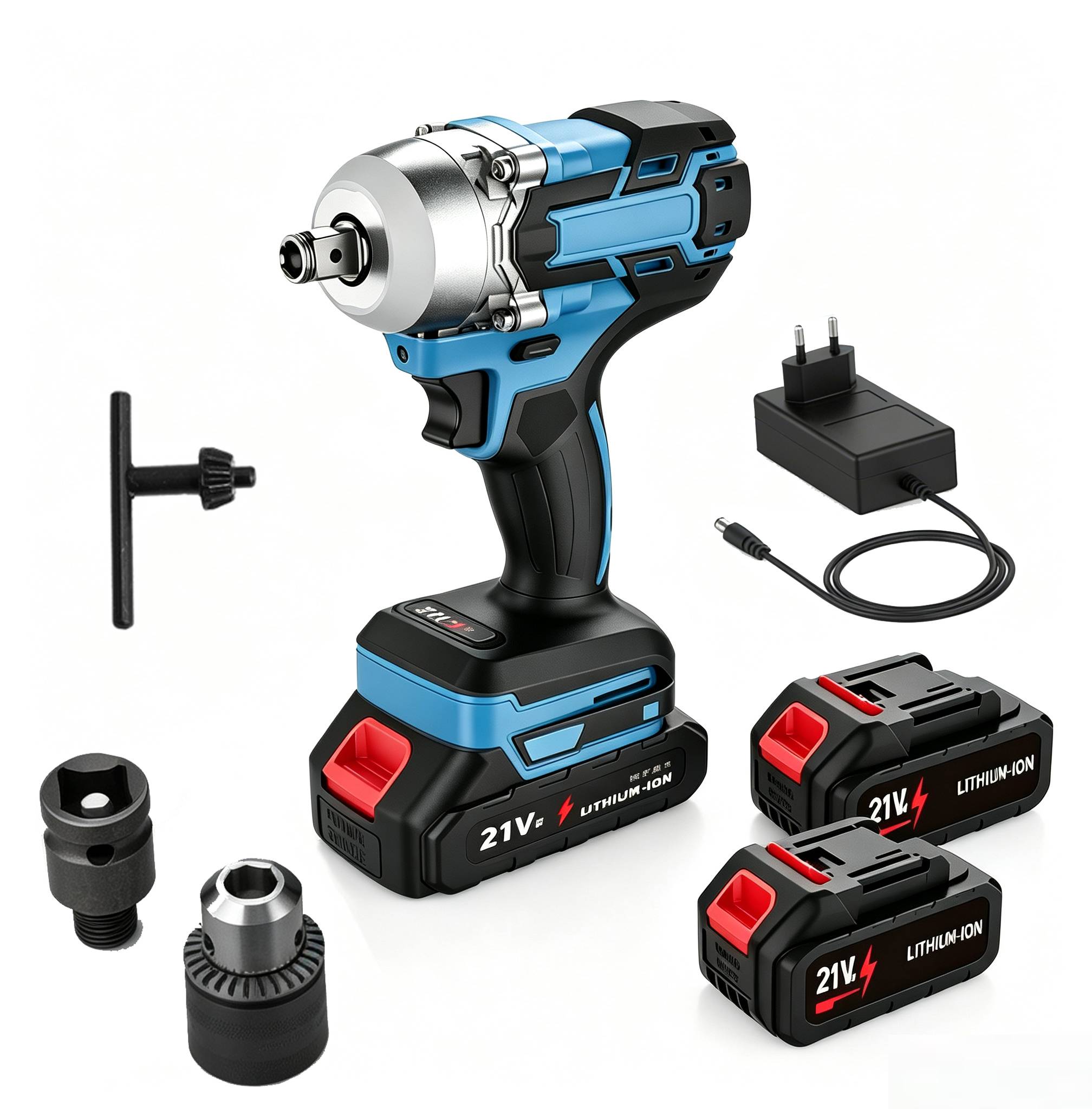 520 N·m High-Torque Brushless Cordless Impact Drill 1/2-Inch Electric Impact Wrench Portable Handheld Power Tool