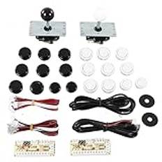 2 Player DIY Arcade Kit Arcade Stick USB Brädspel Encoder Joystick Arcade Buttons Set Arcade Cabinet Kit För Vänner Samlande Arkadspel(svart+vit)