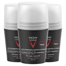 3 x Vichy Homme Anti-Perspirant Deo Roll-on 72h (50 ml)