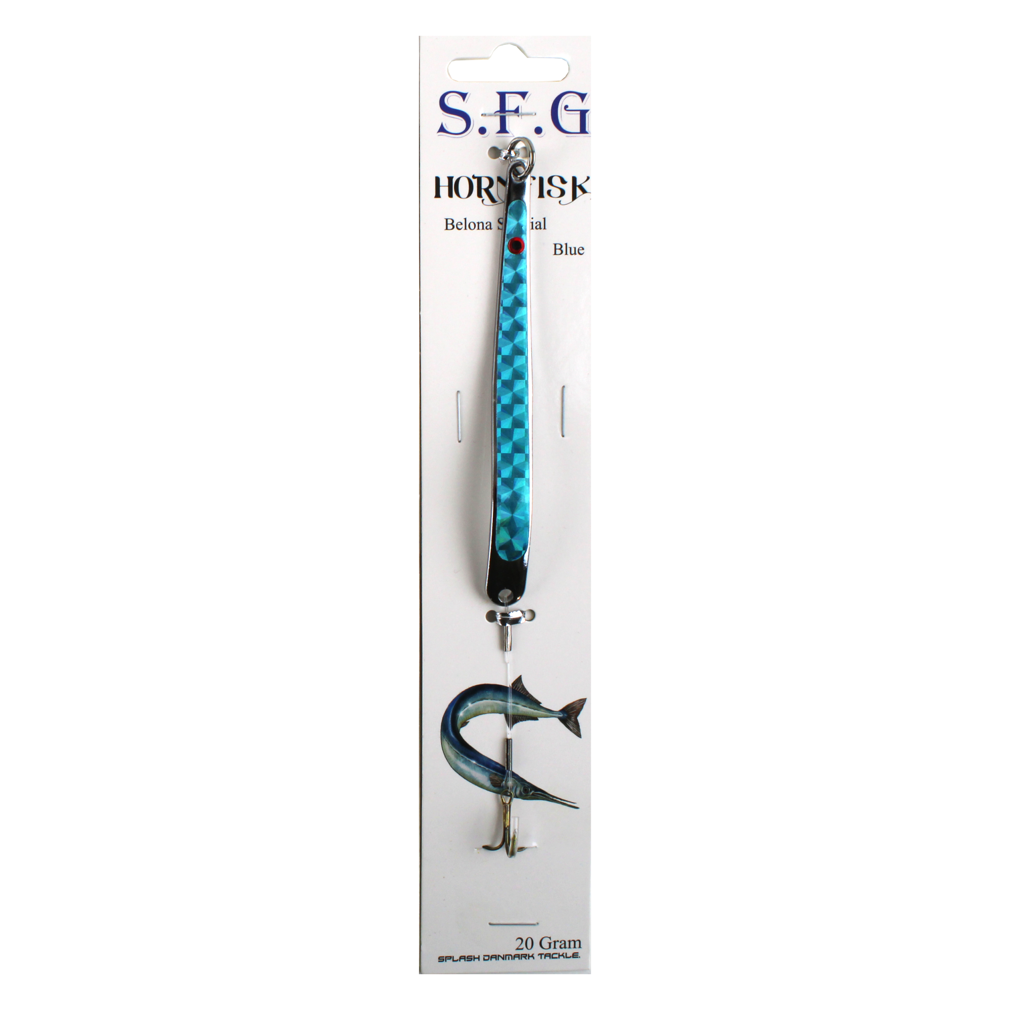 SFG Hornfiskeblink 20g Blå - Med Krog Rig.