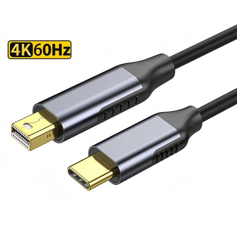 USB-C til Mini DisplayPort Kabel 4K 60Hz HDR - 1.8m, Sort.