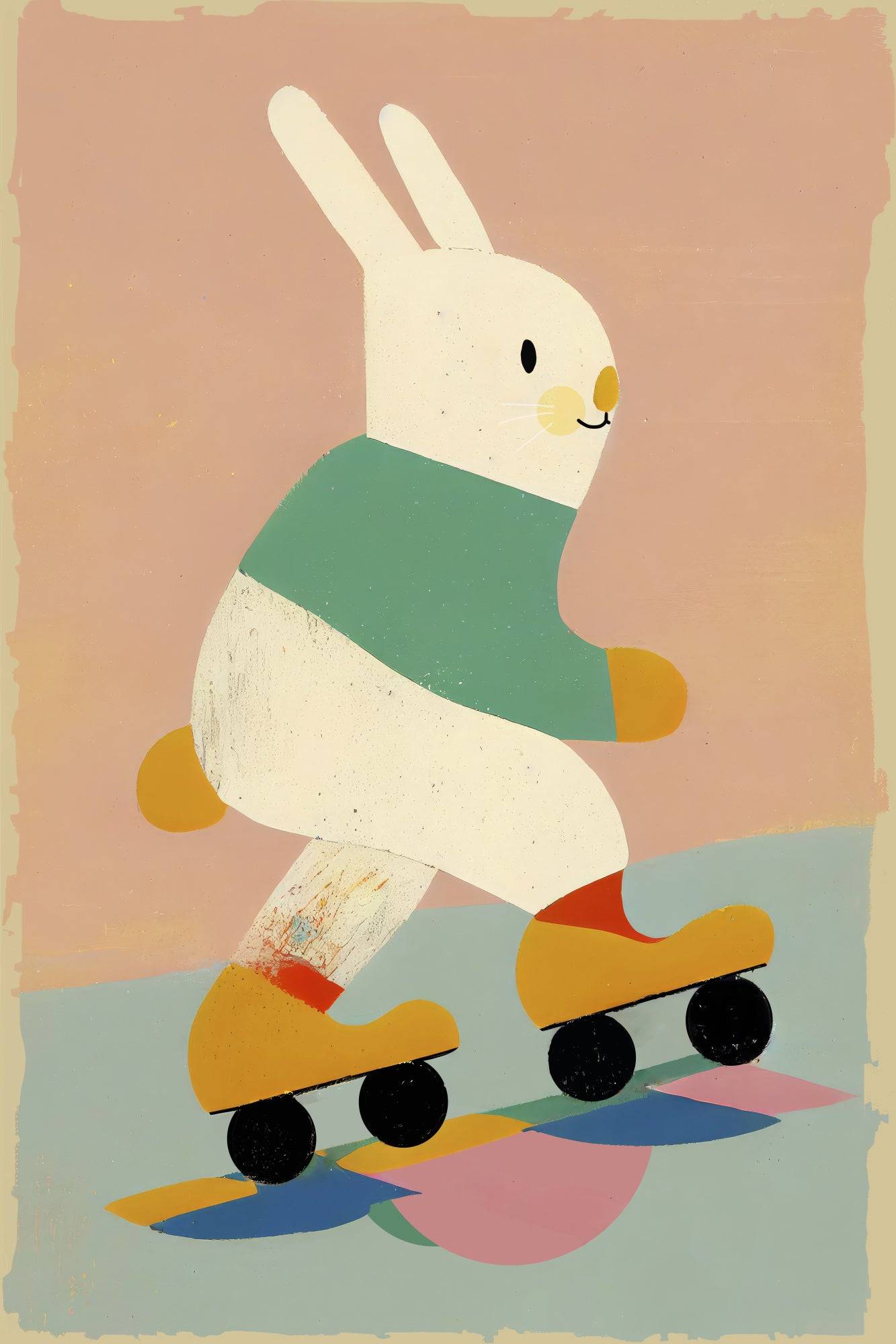 Skating Bunny Poster och Canvastavla - Poster / 30x40 cm