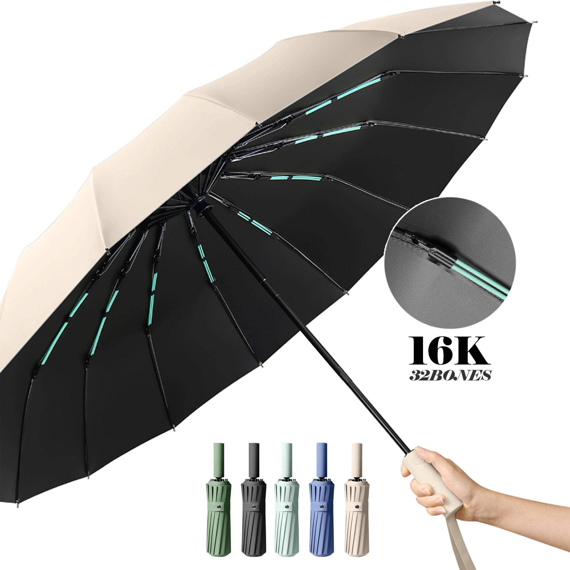 16K Dubbla Ben Stort Paraply Herr Dam Vindtät Kompakt Paraply Automatisk Vikning Business Lyx Sol Regn Paraply Resor