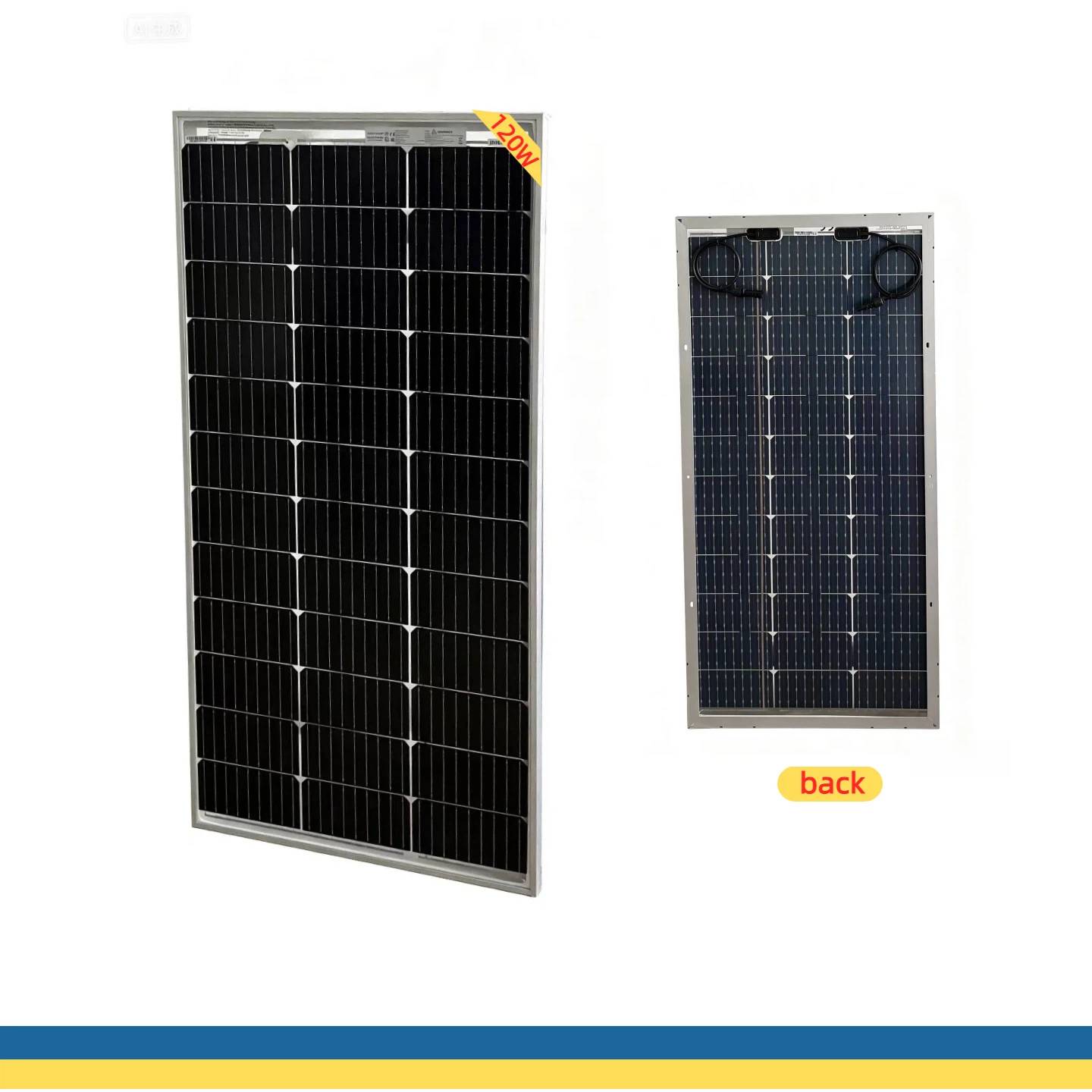 Transparent solar panel 120W 12V monocrystalline high-efficiency photovoltaic power module, used for rooftop farm batteries and other applications in RVs, ships, etc