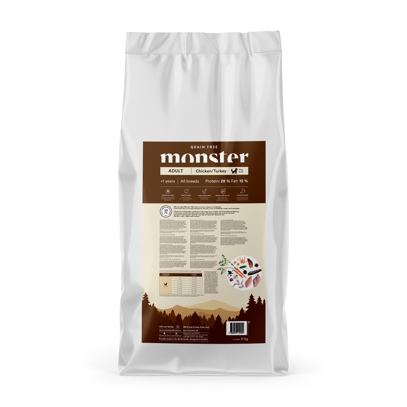Monster Dog Grain Free Adult Chicken & Turkey - 17kg