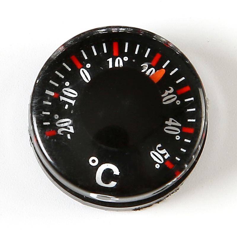 Mini Svart 20mm Rund Inomhus/Utomhus Celsius Termometer med Visare svart