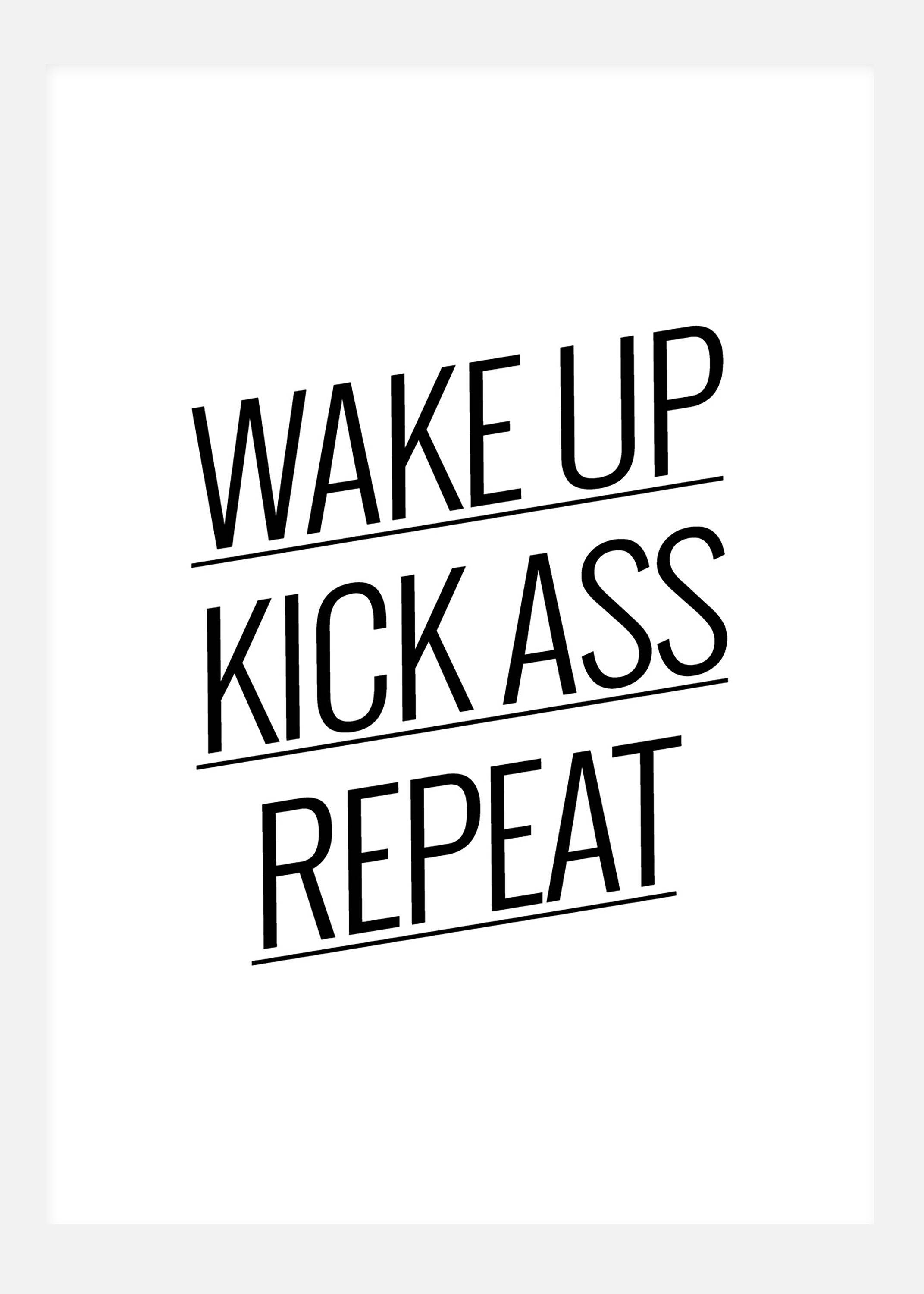 Wake Up Kick Ass Repeat Canvastavla (30x40 cm)