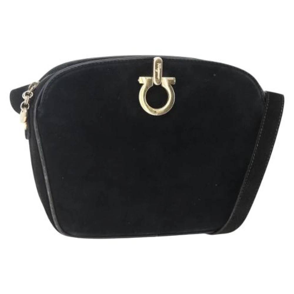 Salvatore Ferragamo Pre-owned Pre-owned Suede Skuldertaske - Vintage - Dame - Sort - ONE SIZE - Uld