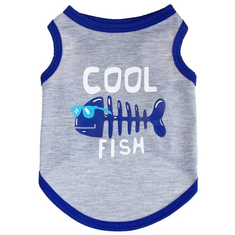 Summer Cotton Vest for Cats & Small Dogs - Grey Fishbone / L-suit 4-5.5kg / SP (L-suit 4-5.5kg)