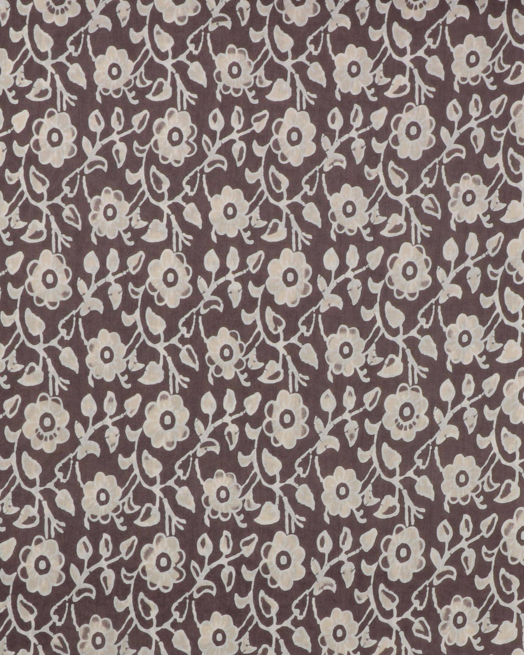 Grå med blomster - Bomuld (voile) - 100% Bomuld
