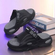 Modetofflor för män, Casual Halkskydd, Inomhus/Outomhus Beach Shower Closed-Toe Shoes, Vår och sommar - Svart (CN38-39,CN40-41,CN42-43,CN44-45)