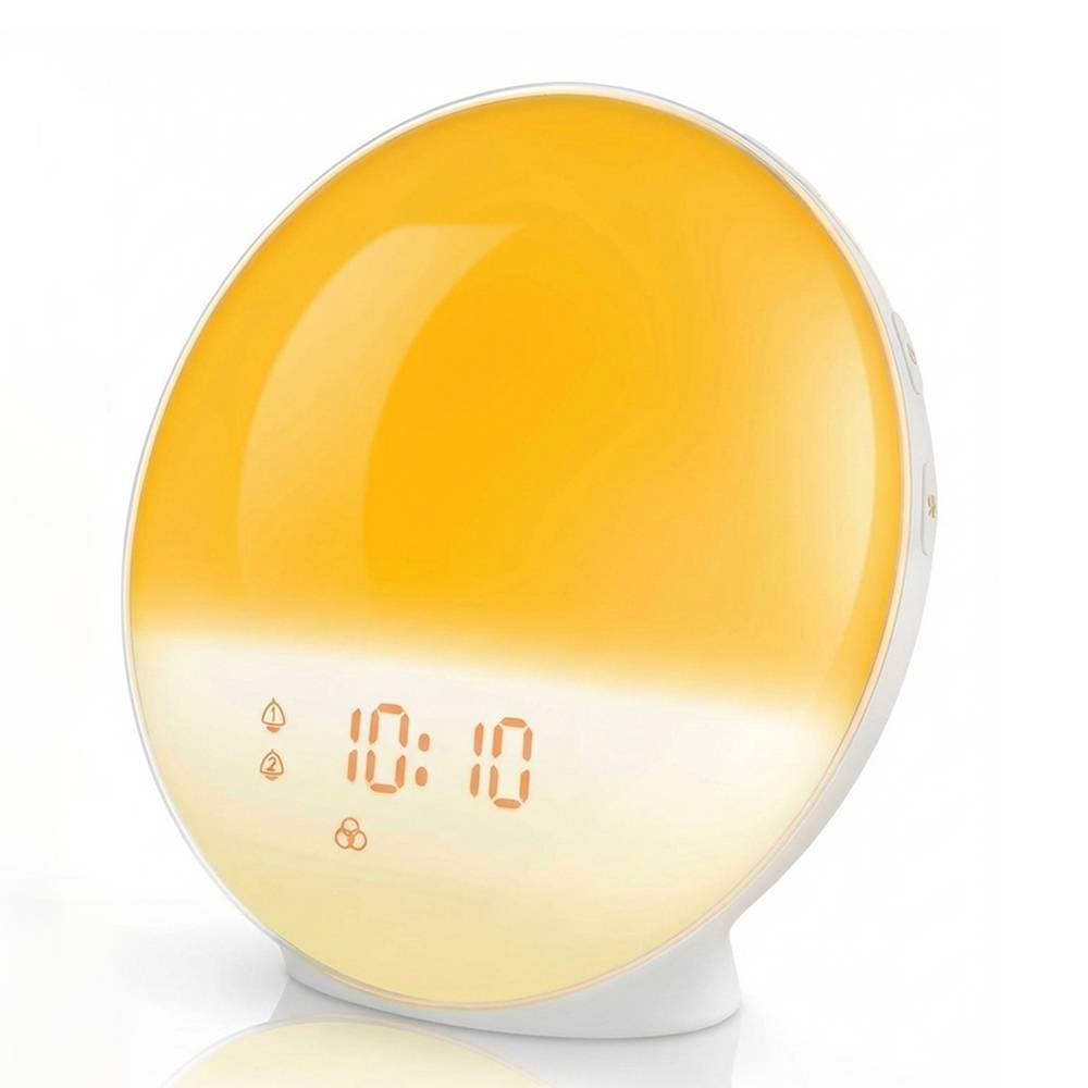 Wake Up Light Alarm Clock with Sunrise/Sunset Simulation Dual Alarms FM Radio Nightlight 7 Colors Natural Sounds Snooze