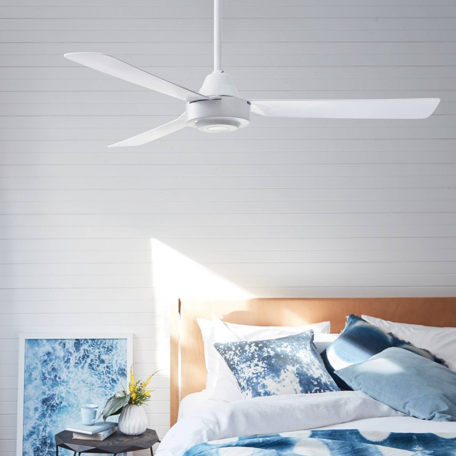 Beacon Lighting takfläkt Bayside Calypso vit Ø 122 cm tystgående, Vitt / opal, Vardagsrum / matsal, Syntetmaterial, Modern