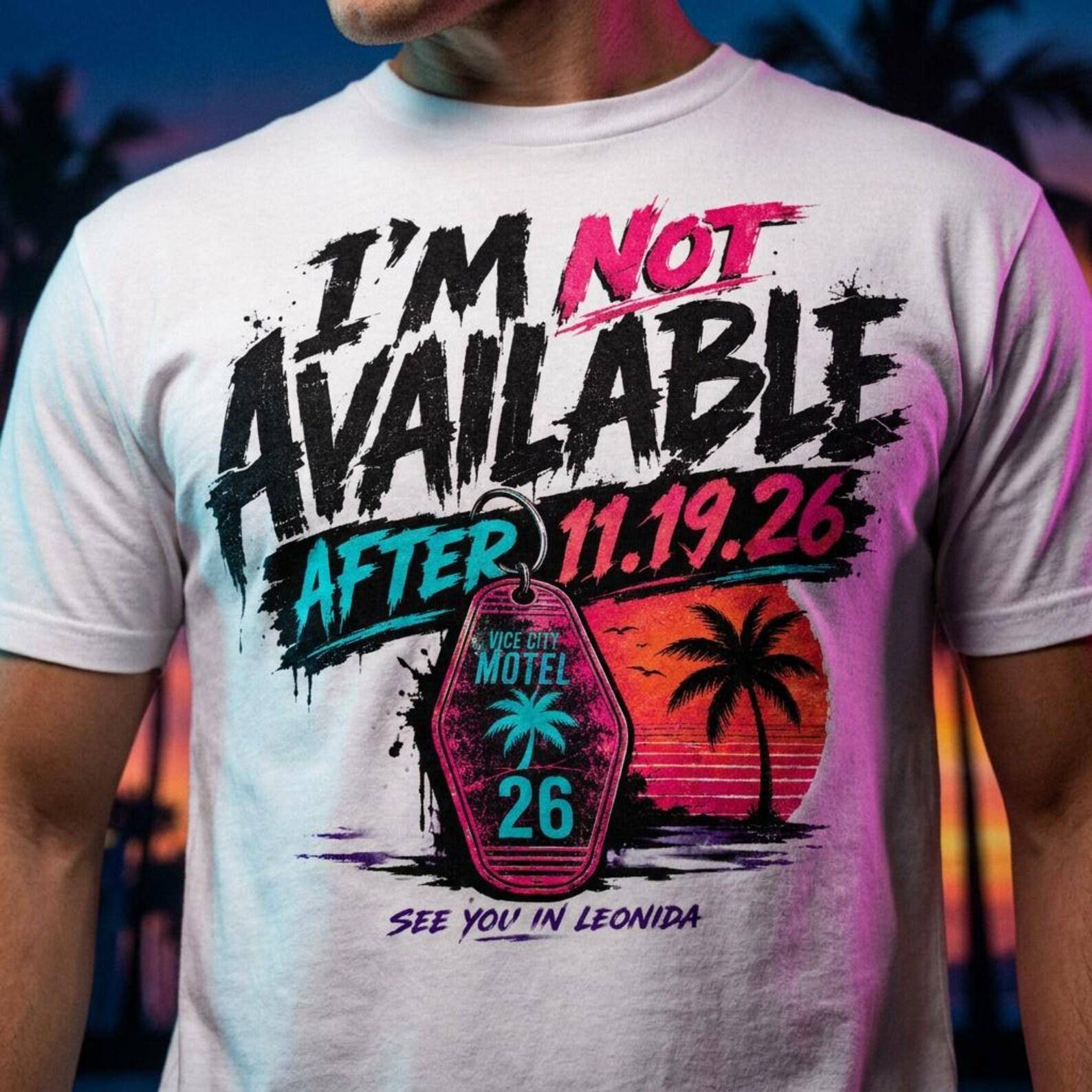 Gta 6 T-shirt, Rolig Otillgänglig Spelare T-shirt, Vice City Motel Grafik cm white